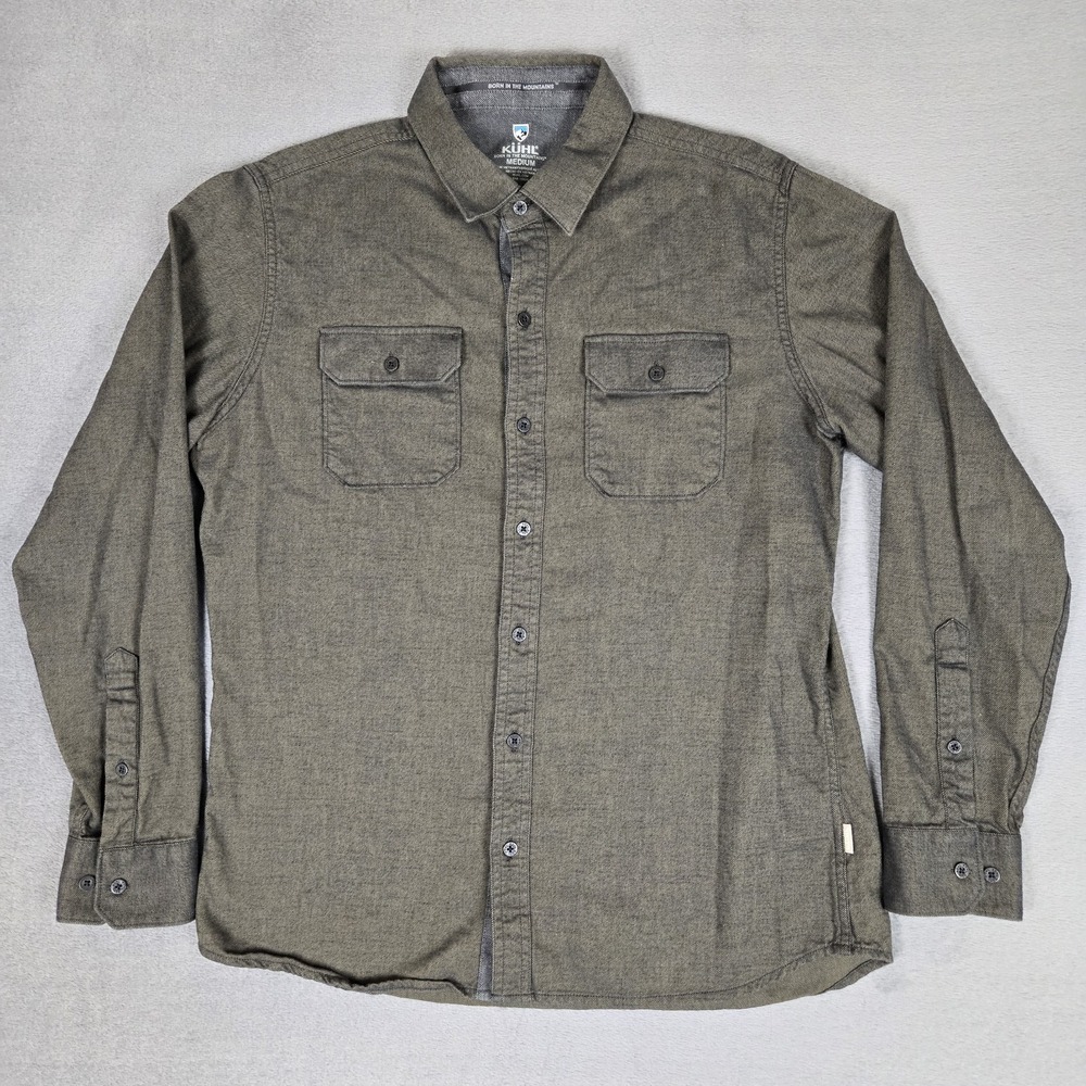 Kuhl Descendr Flannel Shirt Mens Medium Green Button Long Sleeve 7244 Outdoor‎